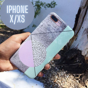 iPhone X/XS Case Gray Mint Geometric Print Cover